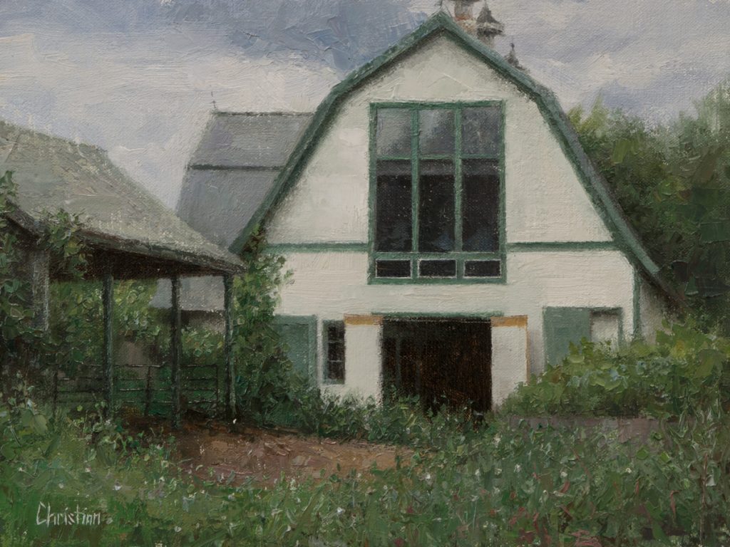 Oil painting entitled Taraden Barn, by artist Christian Hemme.