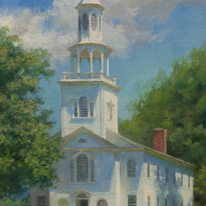 Oil painting entitled Bennington Congregational, by artist Christian Hemme.