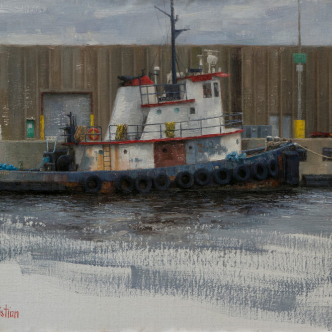 Painting entitled Dorado Dockside, by artist Christian Hemme.