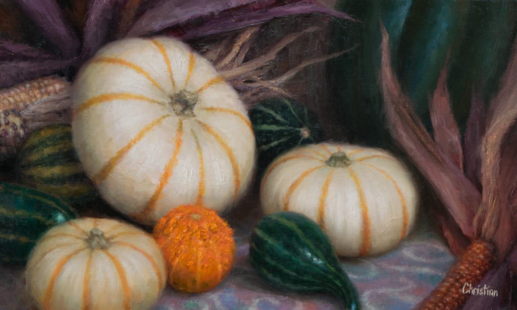 Oil painting entitled Autumnal Tradition, by artist Christian Hemme.