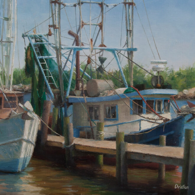 Oil painting entitled Oliver and Co., by artist Christian Hemme.
