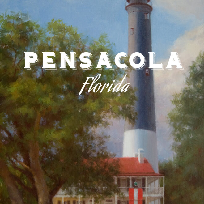 Image of Christian Hemme Fine Art's Pensacola-themed postcard of Pensacola Lighthouse.