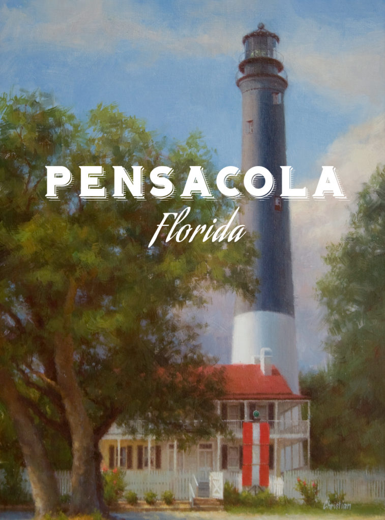 Image of Christian Hemme Fine Art's Pensacola-themed postcard of Pensacola Lighthouse.