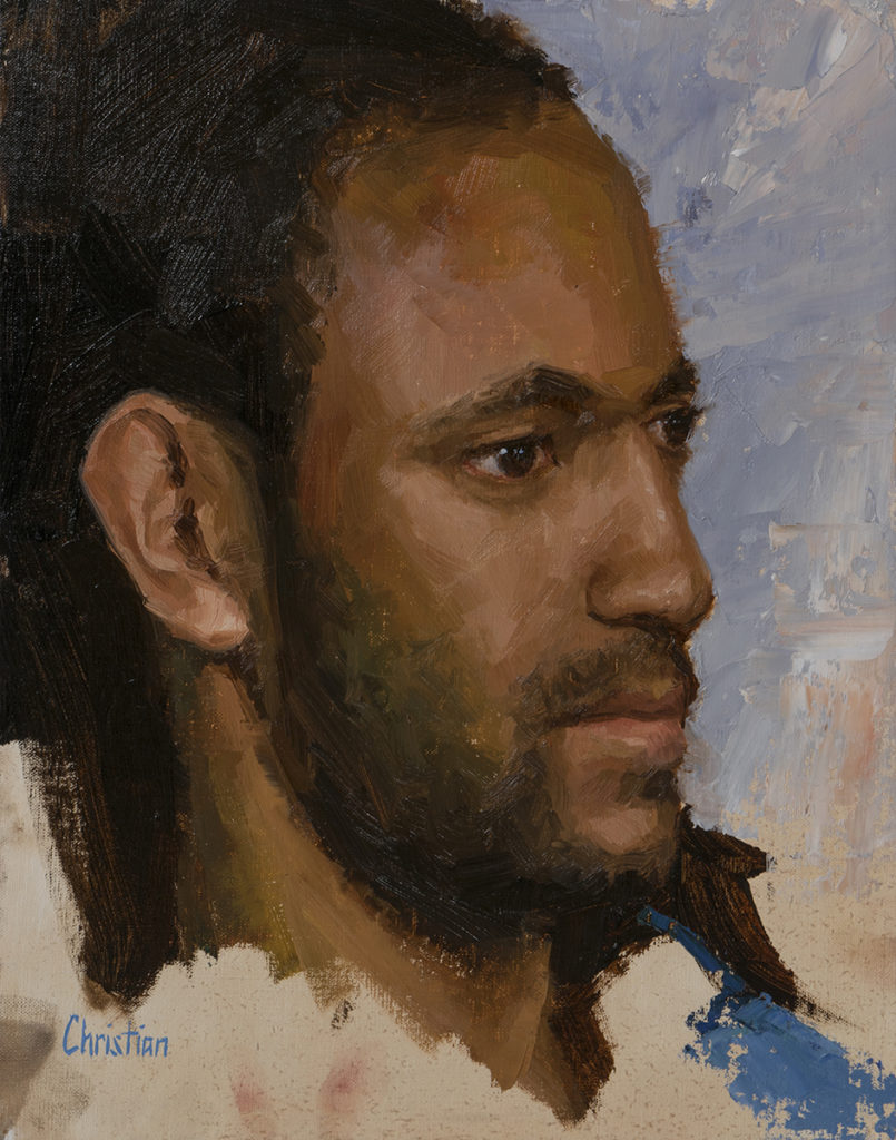 Oil painting by artist Christian Hemme entitled Study of an Islander.