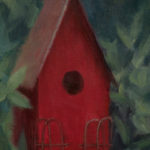 Red Birdhouse Study, 6x8, Oil on Linen Panel