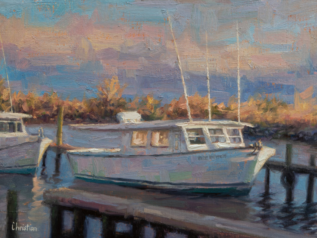 Oil painting entitled Snapper Boat Study by artist Christian Hemme