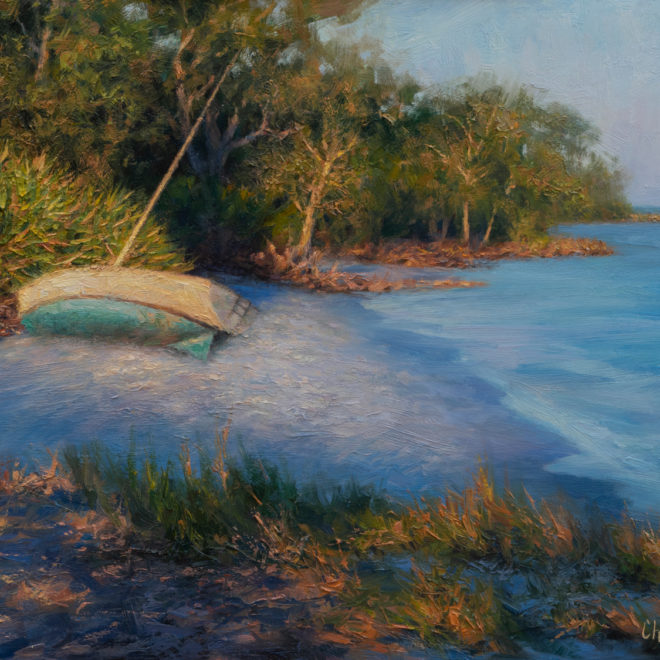 Oil painting entitled Live Oak Ashore, by artist Christian Hemme.